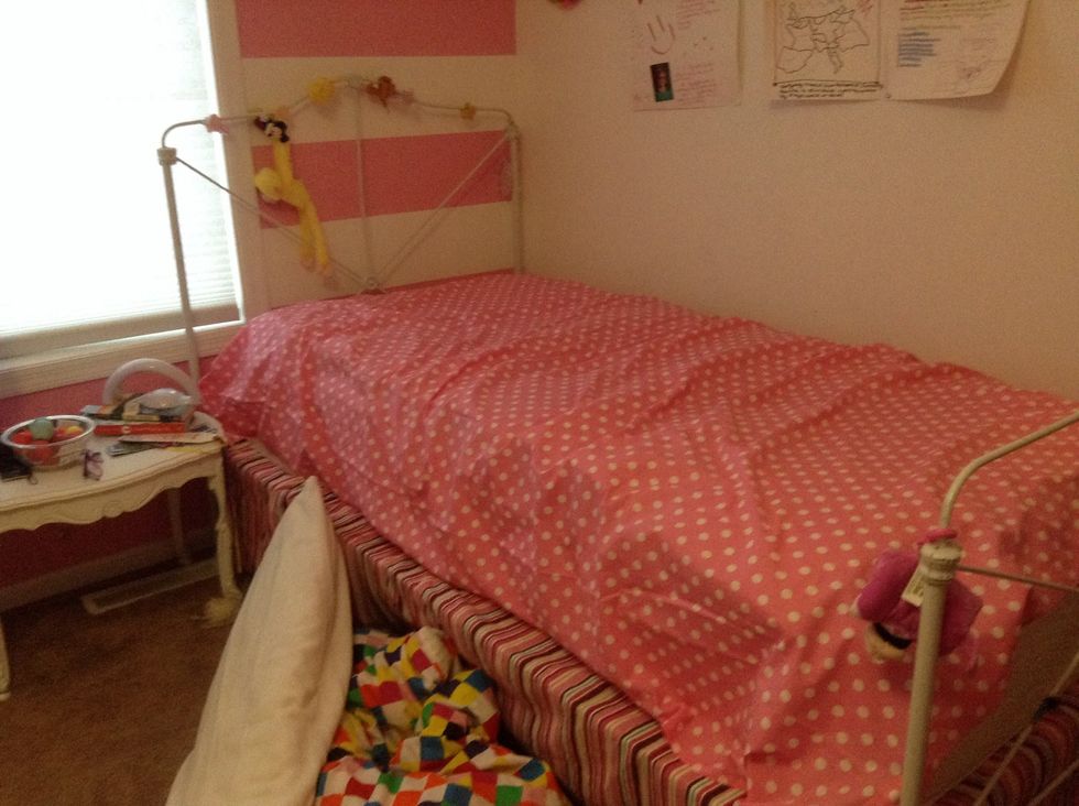 First take everything but your sheet off your bed.