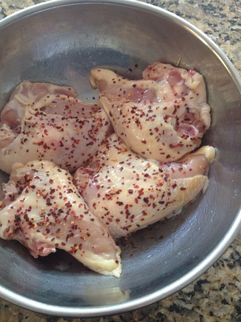 First the crushed pepper. I season to taste so just a few shakes