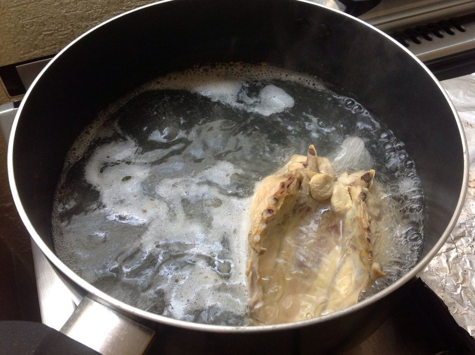 First things first, clean the chicken and boil it. It shouldn't take more than 40 minutes \ud83d\udd54. By the way, you can use pork or beef instead of chicken if you like.
