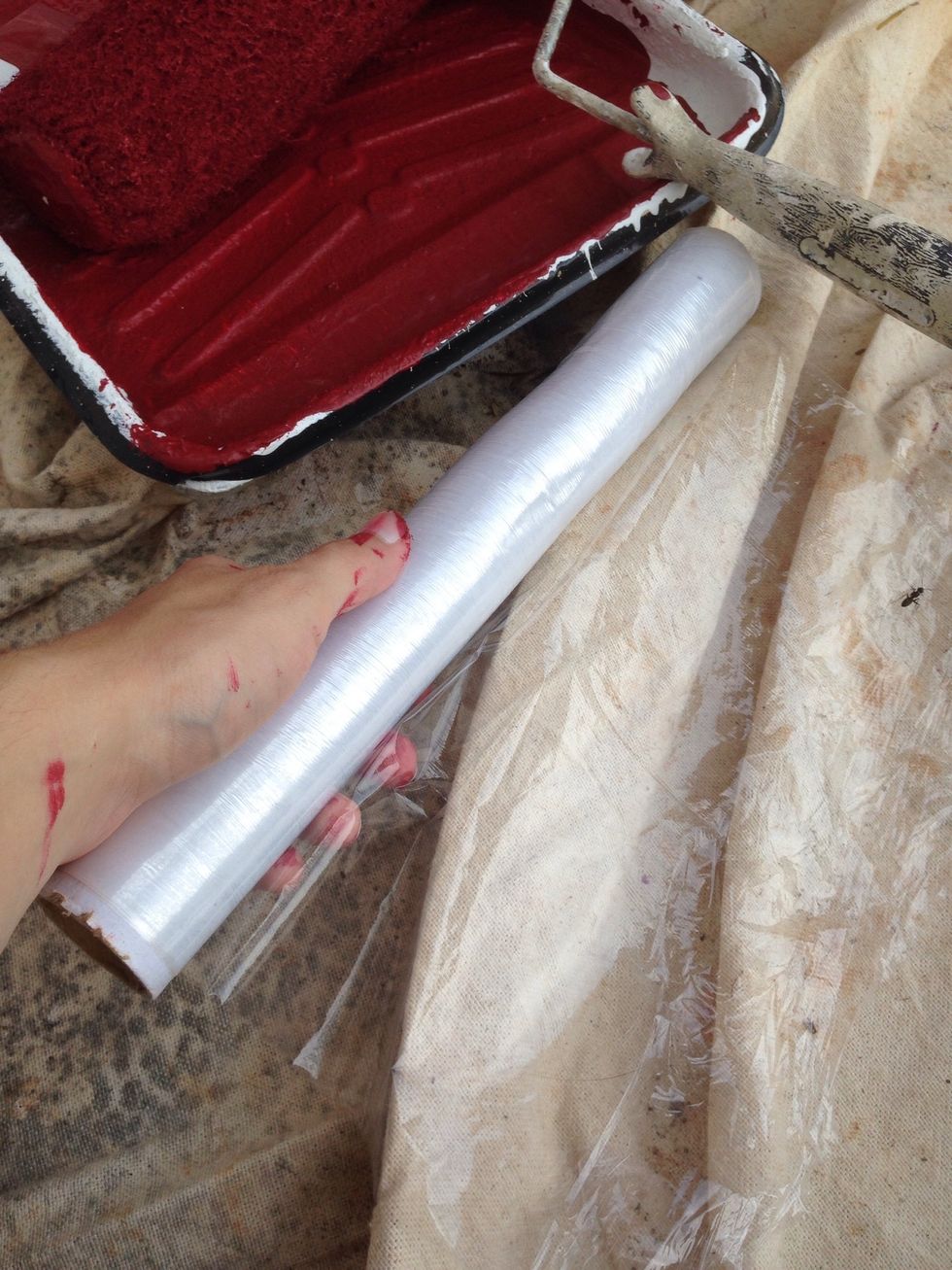 First unroll about a foot of your Saran Wrap.