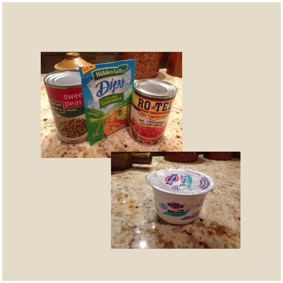 First, we'll make skinny healthy guacamole dip using these ingredients. This one is magically amazing! Let's call this one Amazing Guacamole. : )