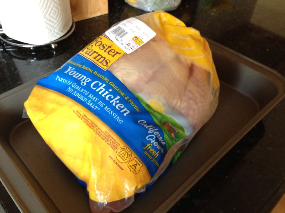 First we need to get our chicken up to room temperature for even cooking. Take it out of your fridge or freezer with enough time to spare. I left mine out in the morning before work.