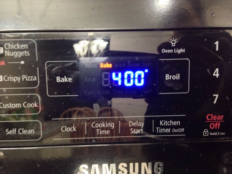 First we need to preheat the oven to 400F