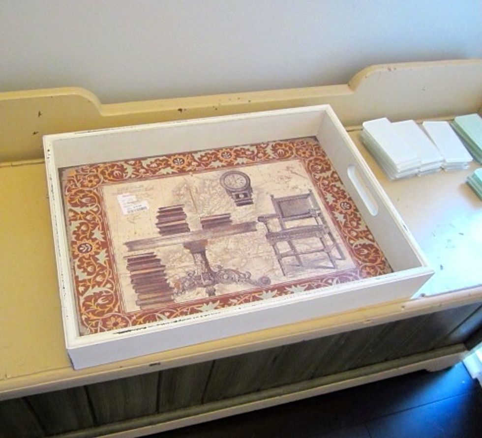 First, we picked an inexpensive tray from a home decor store.