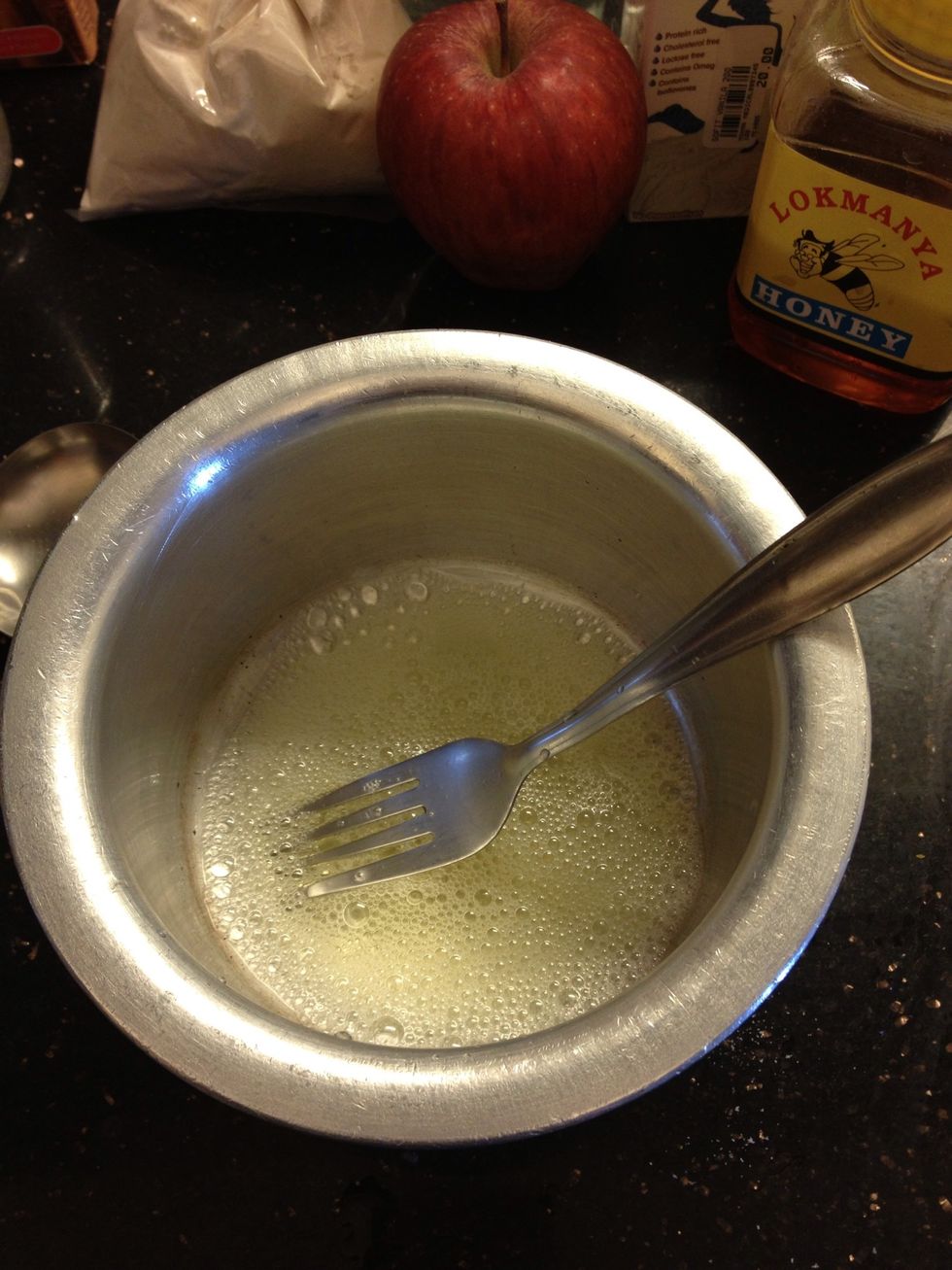 First whisk the egg whites in a mixing bowl.