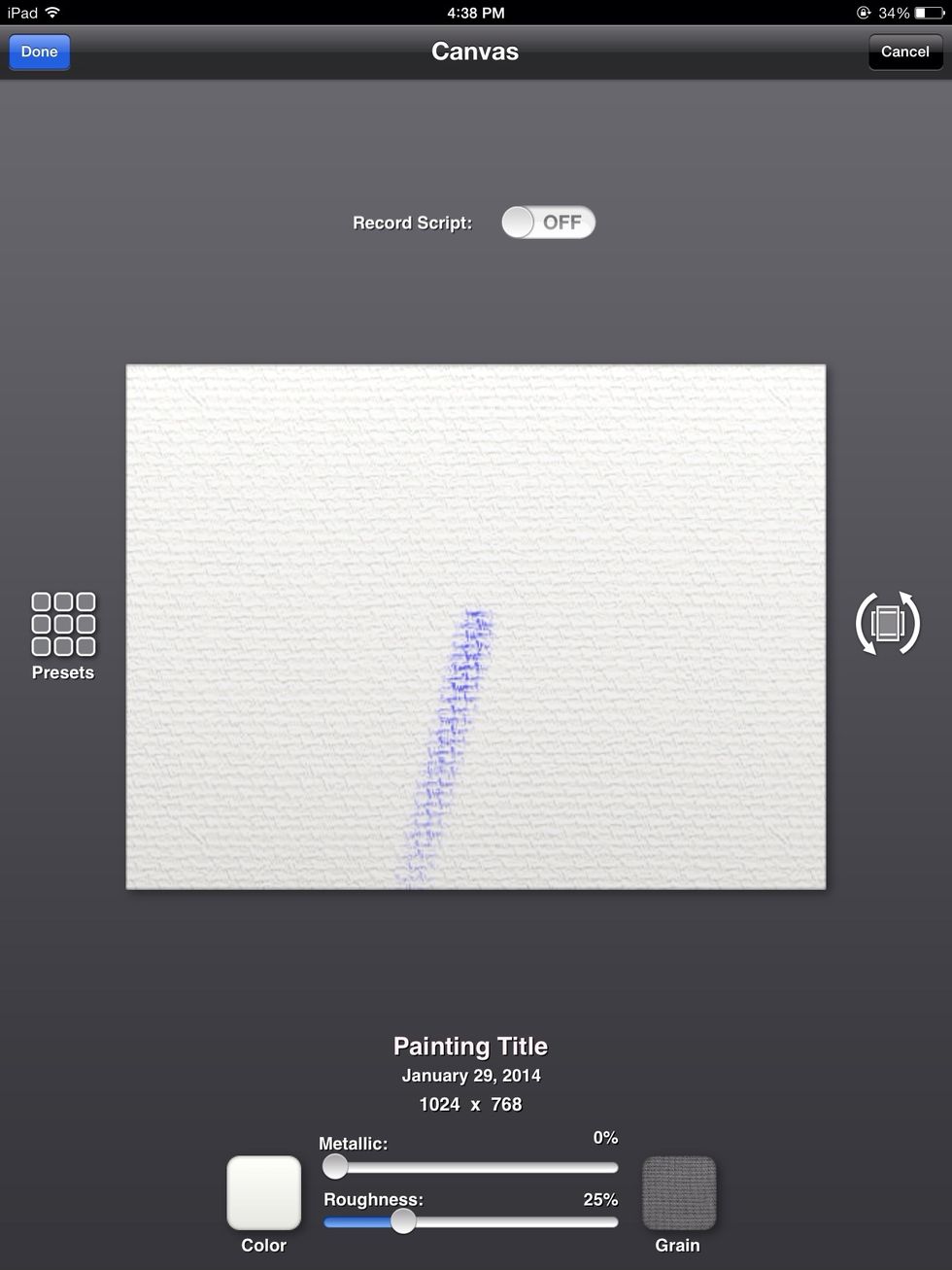 First you create a new canvas.