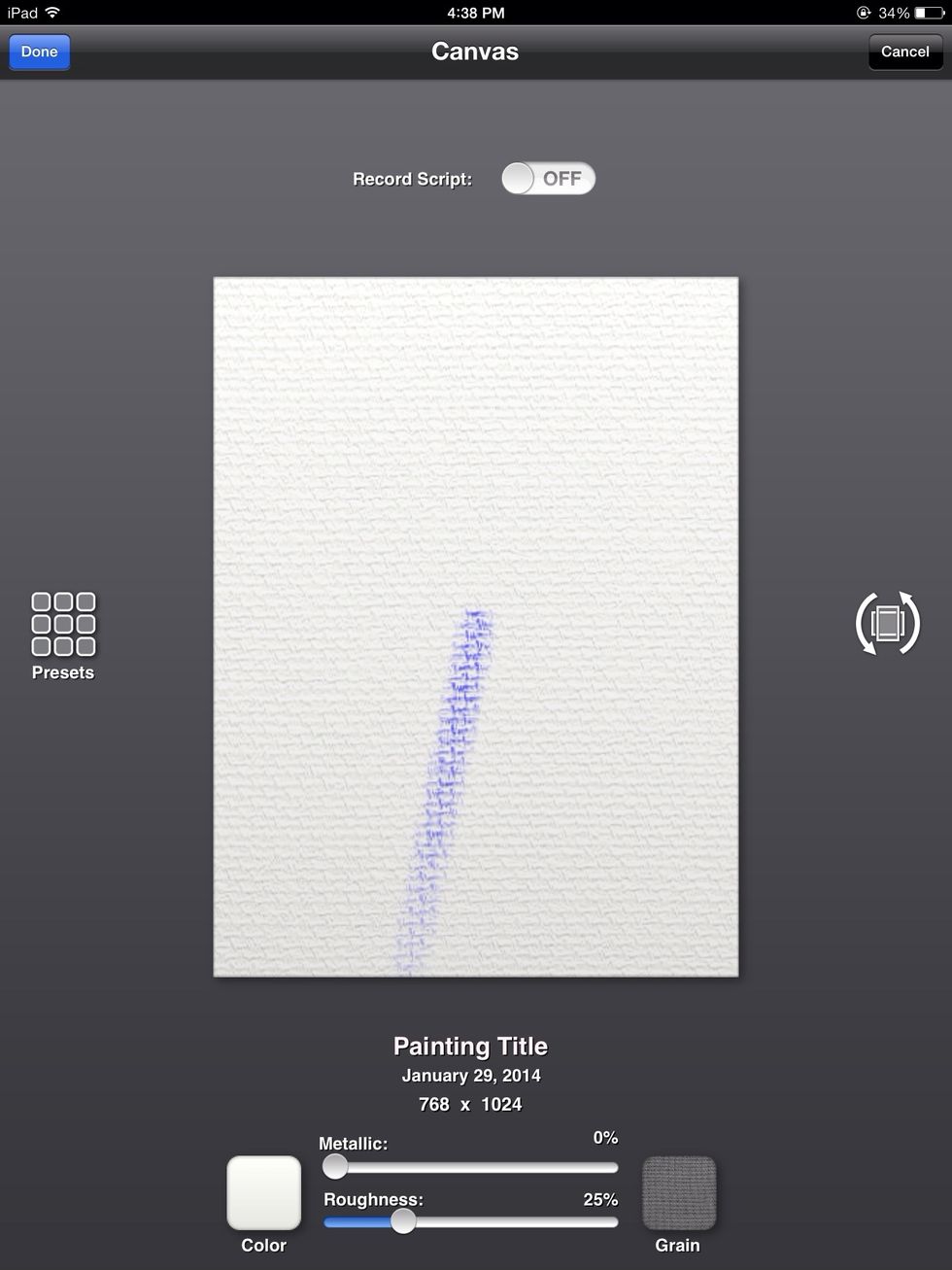 First you create a new canvas.