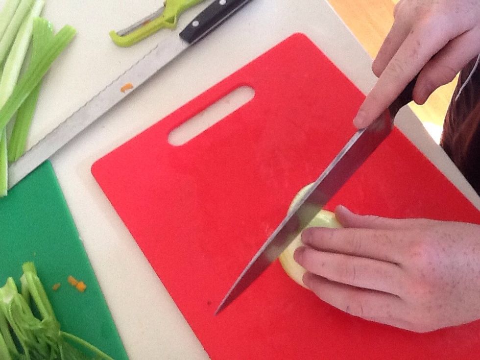 First you cut the onion.