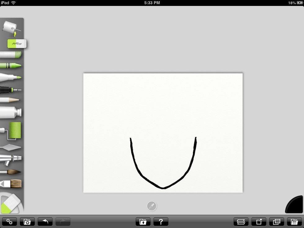 First you draw a basic U type shape