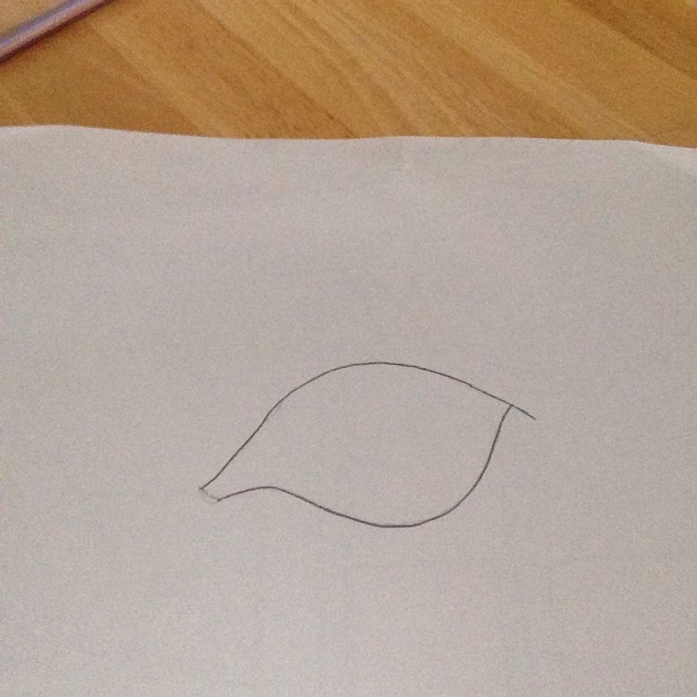 First you draw a oval shape like this