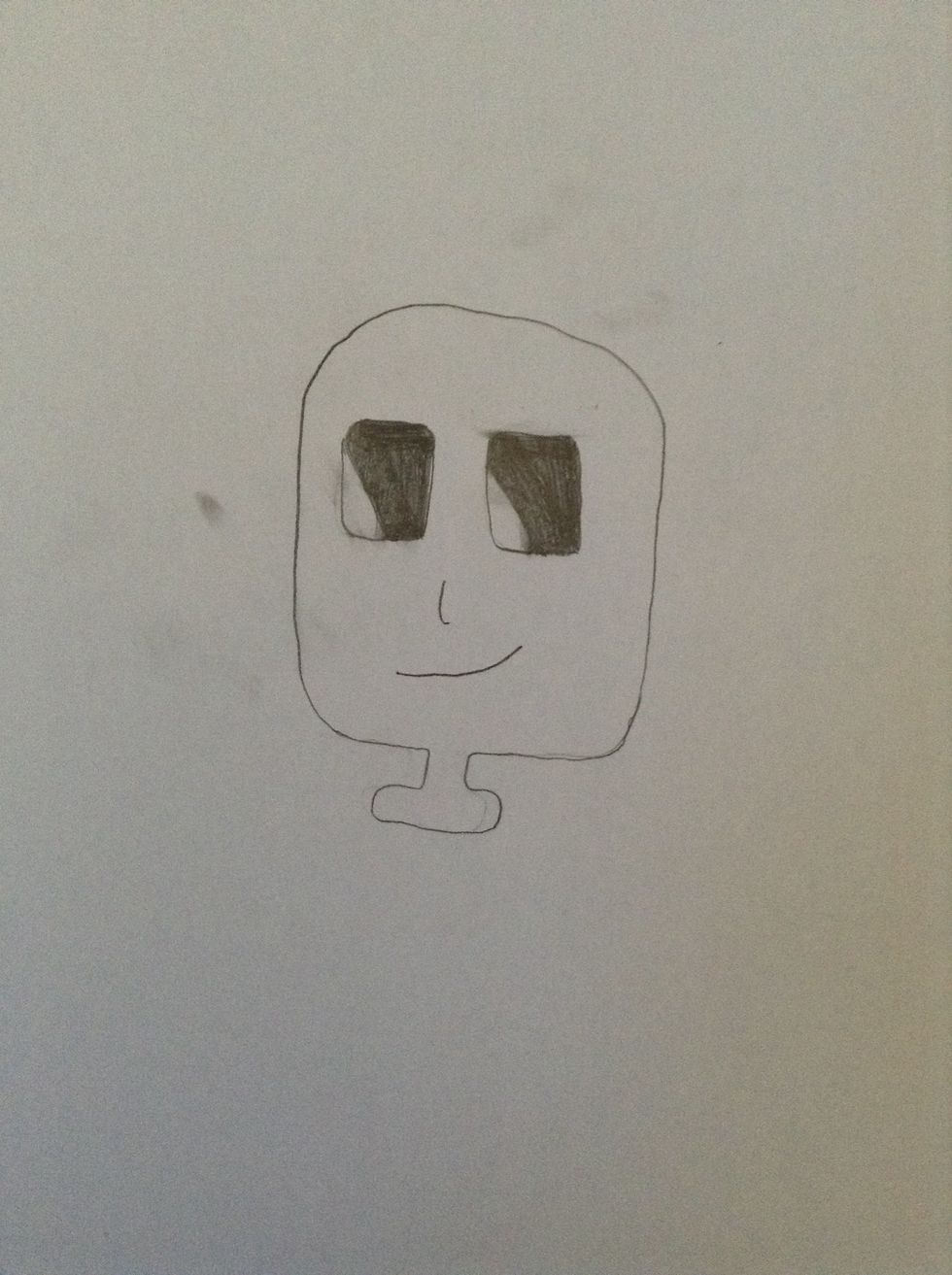First, you draw a rectangle shape for its face and personalise its face.