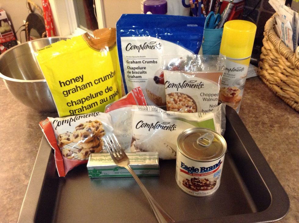 First you gather all your ingredients and supplies