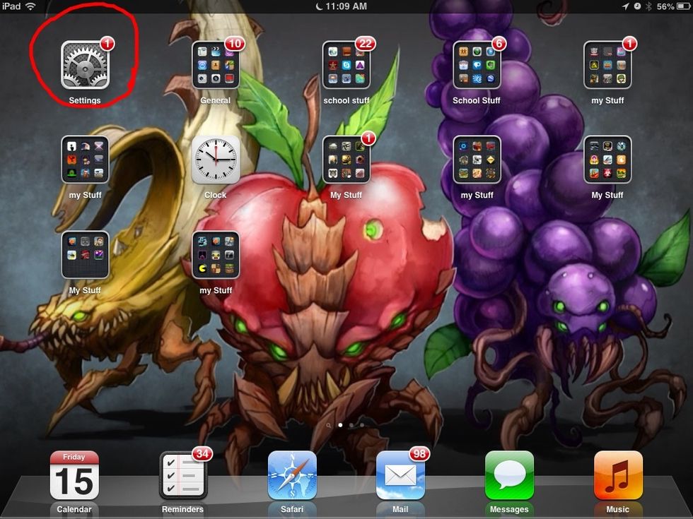 First you go to the settings on the home screen