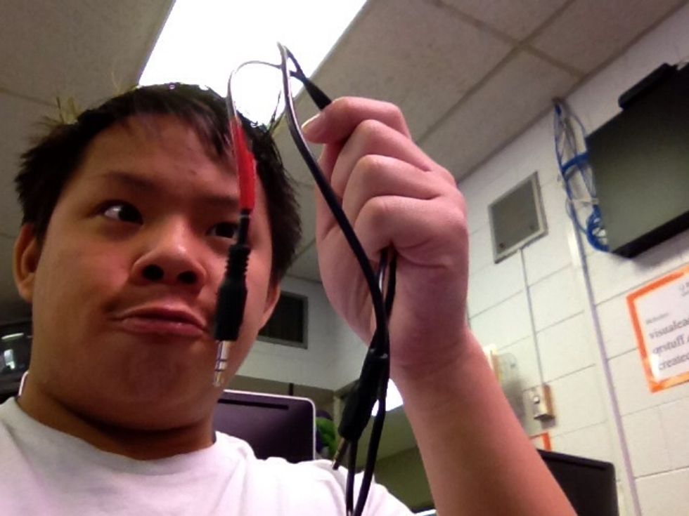 First, you'll want to insert the patch cord into the Mac, and into your Smart Phone. This is an extremely difficult step, so ill provide a demonstration.