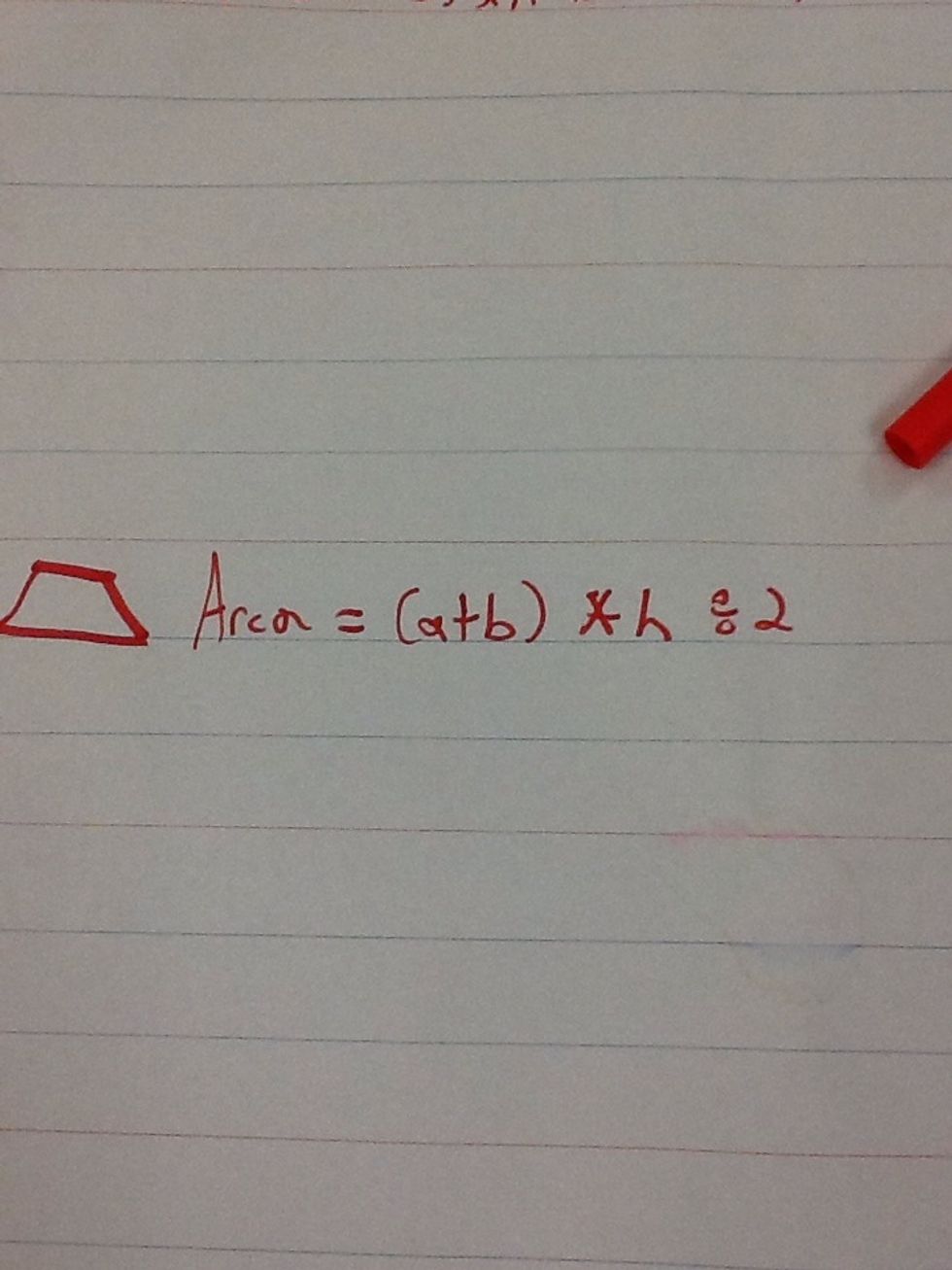 First you must find the formula of a trapezoid