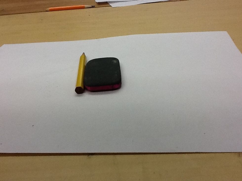 First you need a piece of paper, pencil and a eraser.