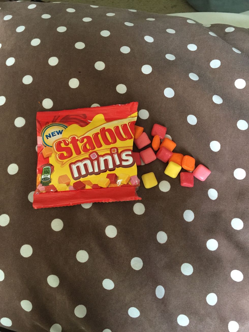 First you need starburst candy or any chewy candy like air heads or laffy taffy