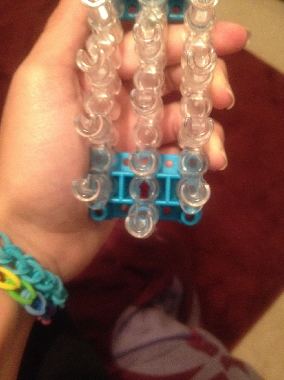 First you need your rainbow loom kit to face away from you.