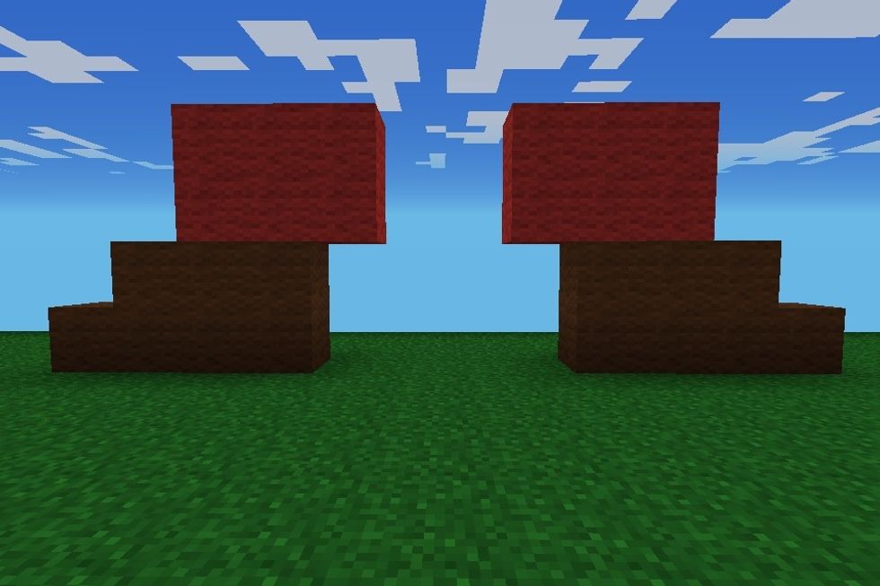 First you place brown wool for the shoes and red wool for the trousers