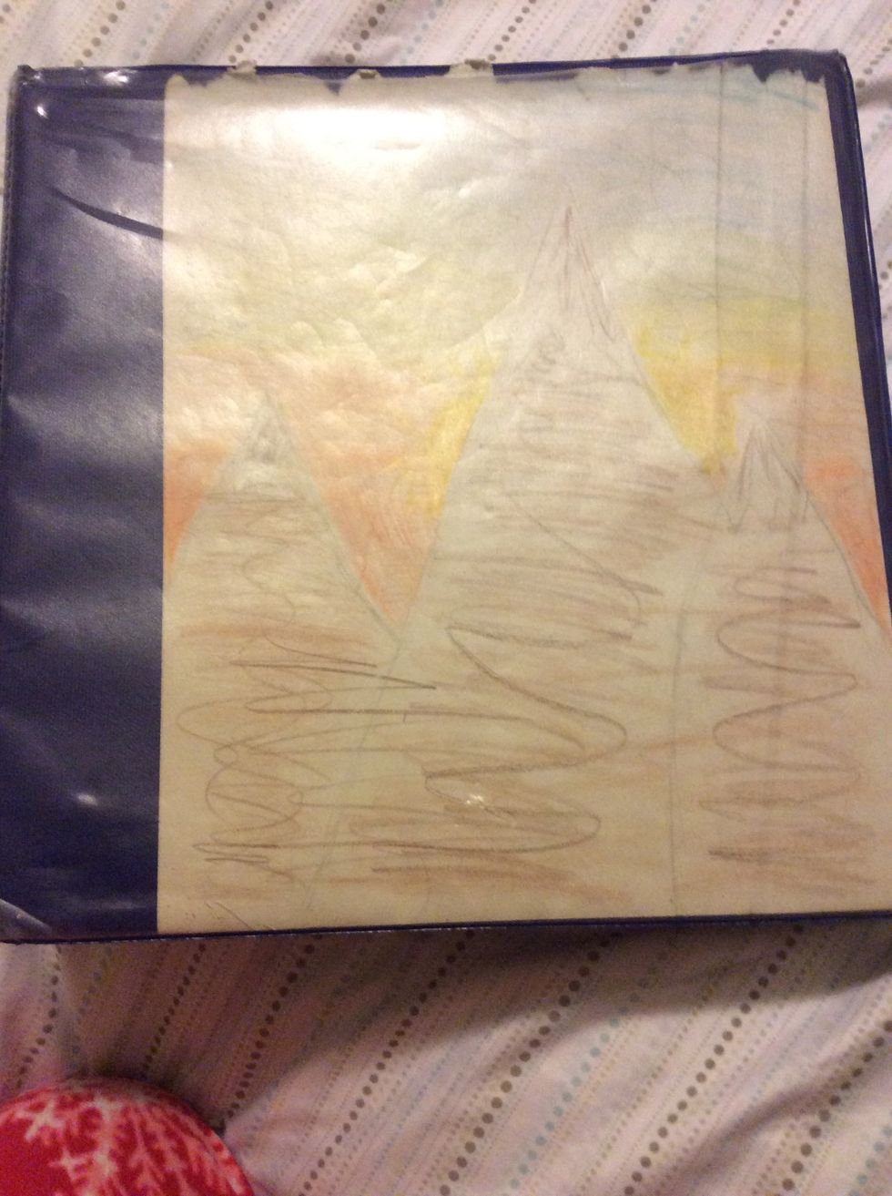 First you put in a drawing that you drew yourself or it could be one off the internet.  PS: I drew this picture and it is supposed to be a mountain sunset.