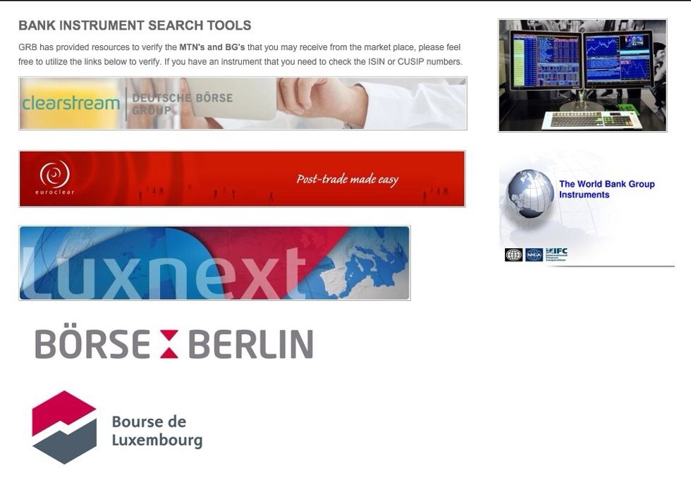 First You Should Check the ISIN on the The Clearstream Database. Go To On The Following Link To , http://www.globalresourcebroker.com/bank-instrument-search.html , click on the Clearstream banner.