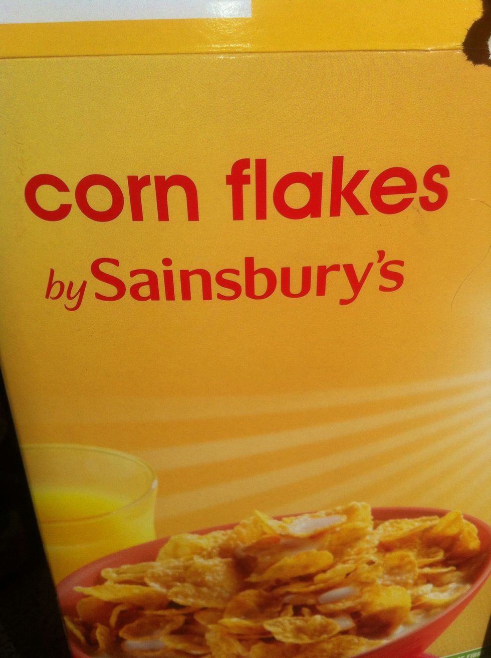 First you will need a box of cereal, you can use any kind that you like, this is my preferred choice coz its cheap, if your rich you may prefer to buy the a good brand