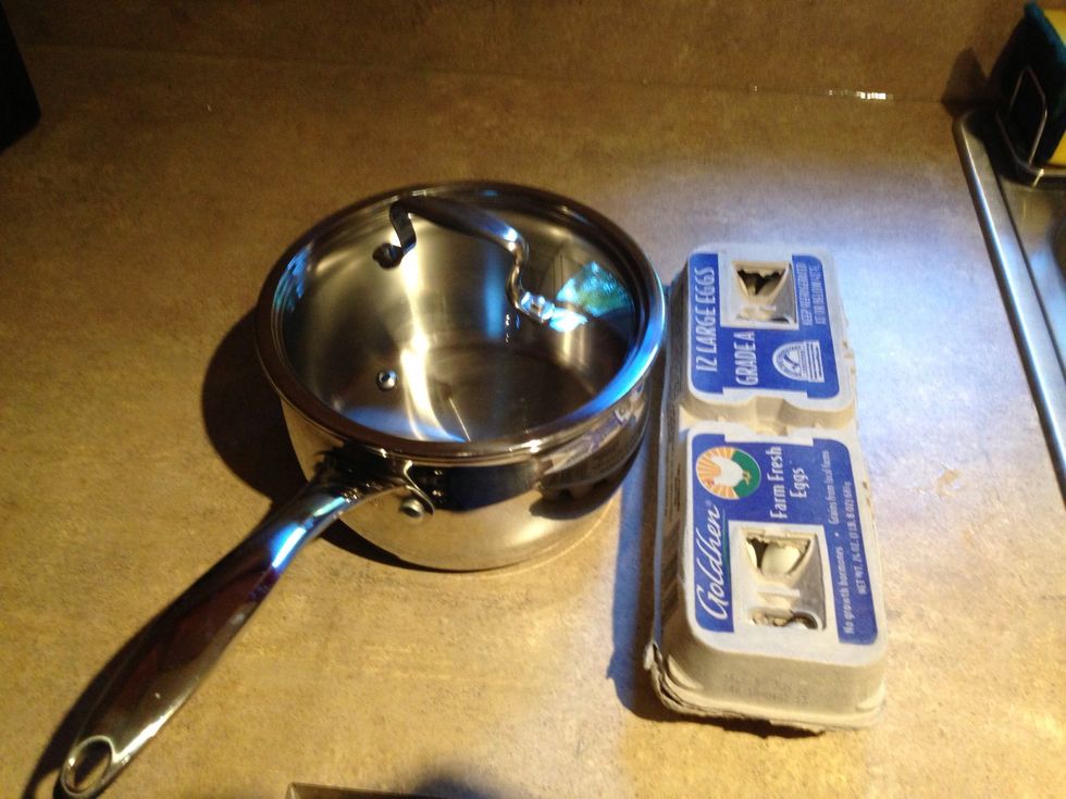 First, you will need to gather all your materials. You will need one dozen eggs, a pot with a lid, and a stove.