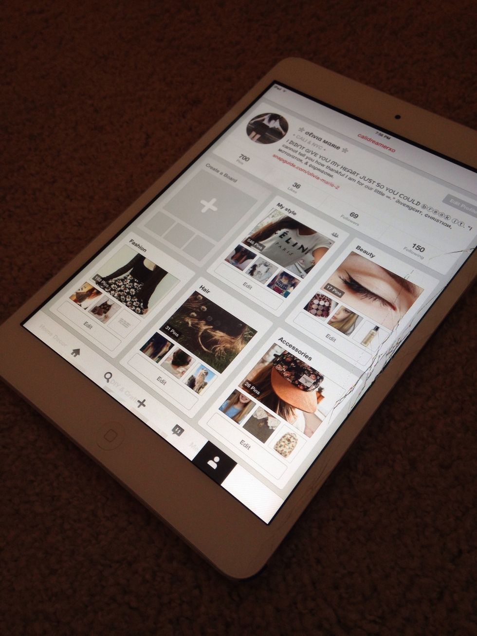 First, your going to want to pull up Pinterest. I do have an account that I got a while back. I pin like 24/7, so I recommend following! The link is in my bio. You can find me here... @calidreamerxo