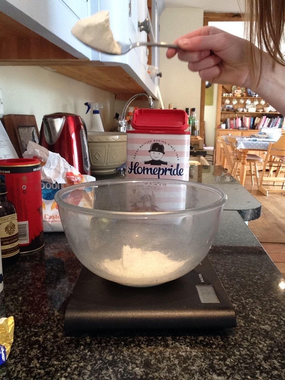 Firstly add the 200g of flour ....
