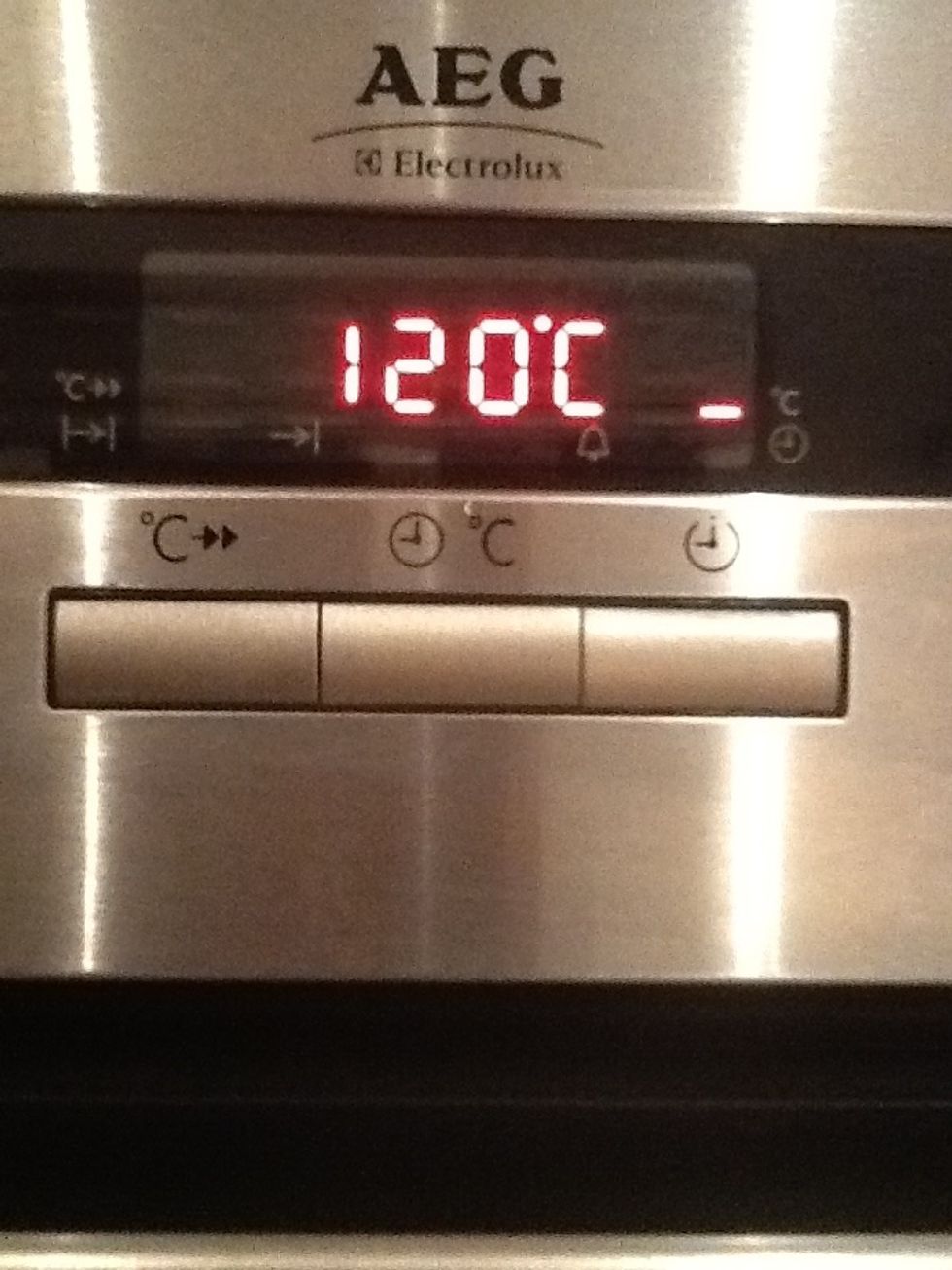 Firstly, set your oven to 120 degrees Celsius