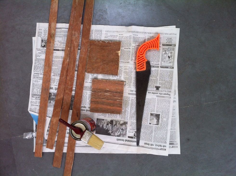 Firstly take a plywood and cut 3ft tall stripes of plywood width depends upon your creativity for my model i took 4cm width and cut 2 square platforms size 15cmX15cm.