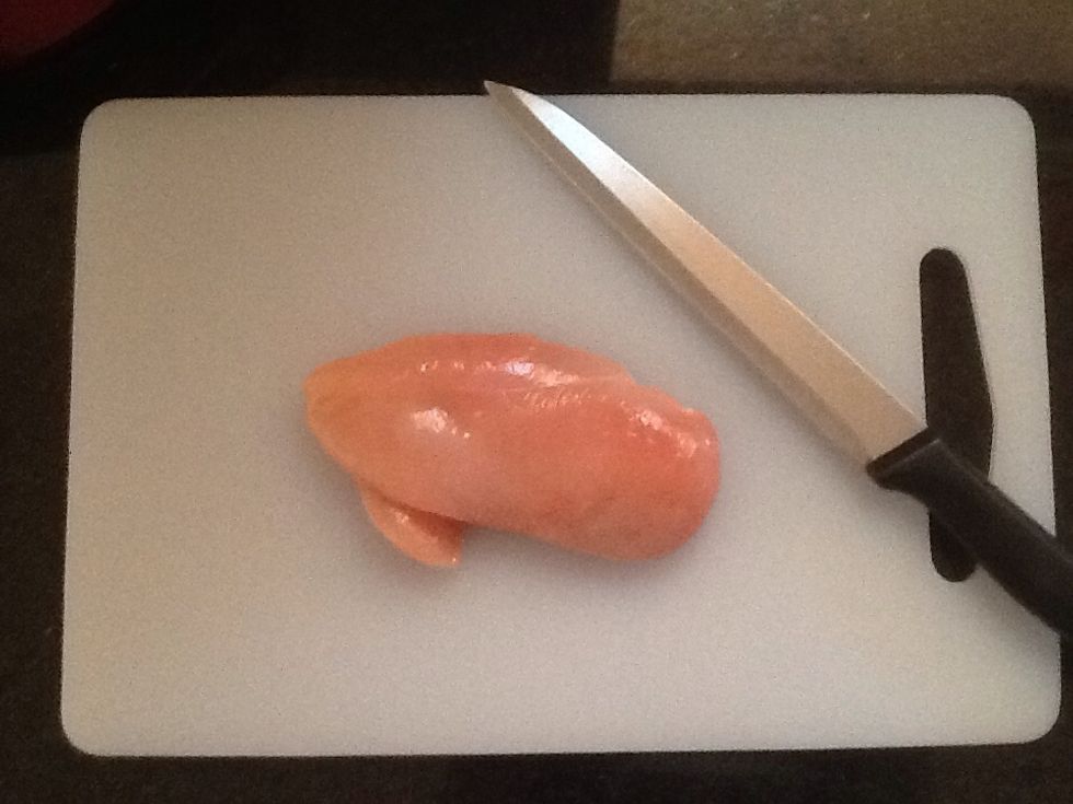 Firstly you would want to take off the fat off of the chicken breast.