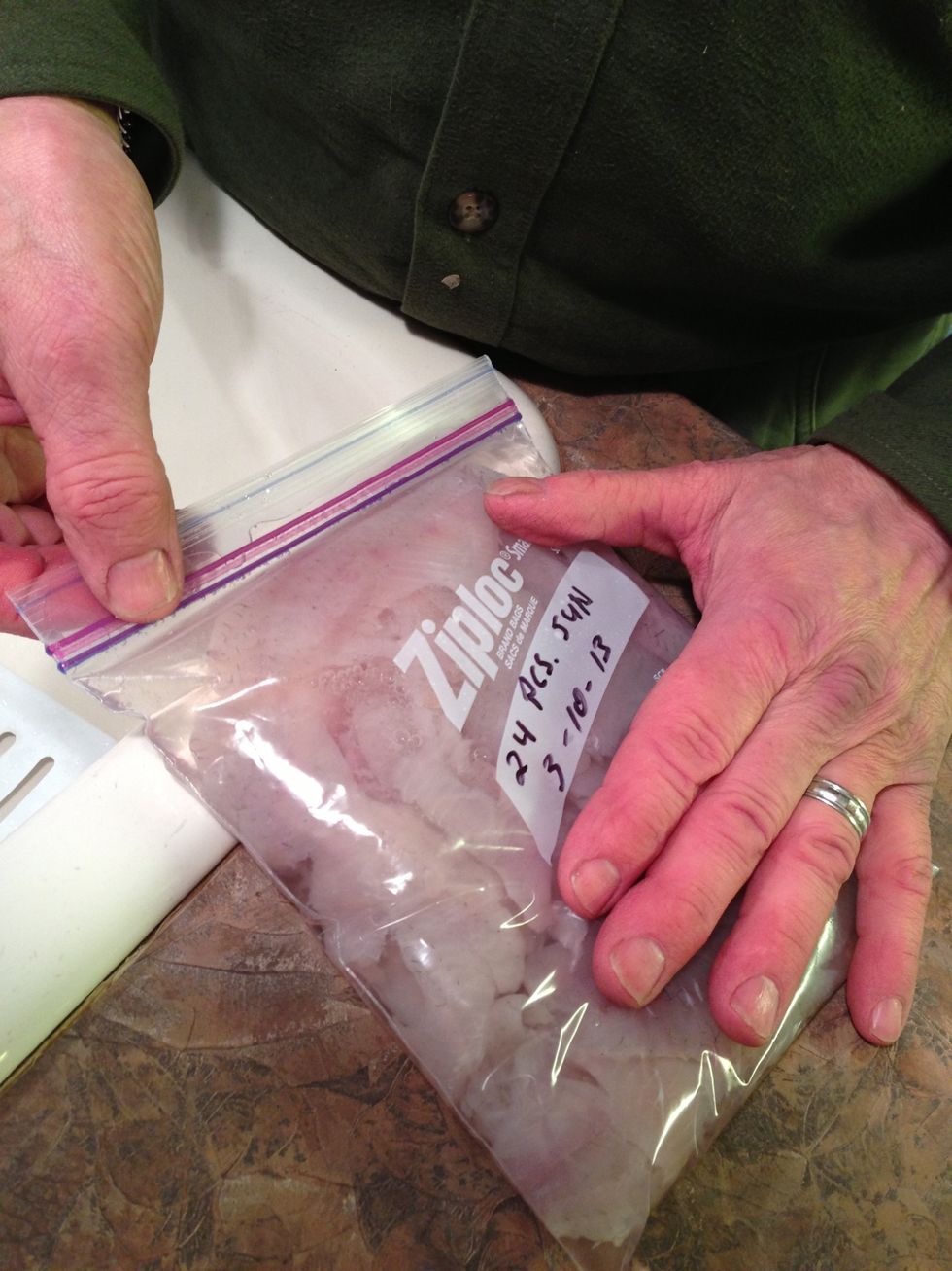 Fish fillets freeze well! Place desired fillets in Ziploc bag, add water so they'll be encased in ice. Work out air bubbles & seal to avoid freezer burn. Freeze bags horizontally. Keep up to 6 months.