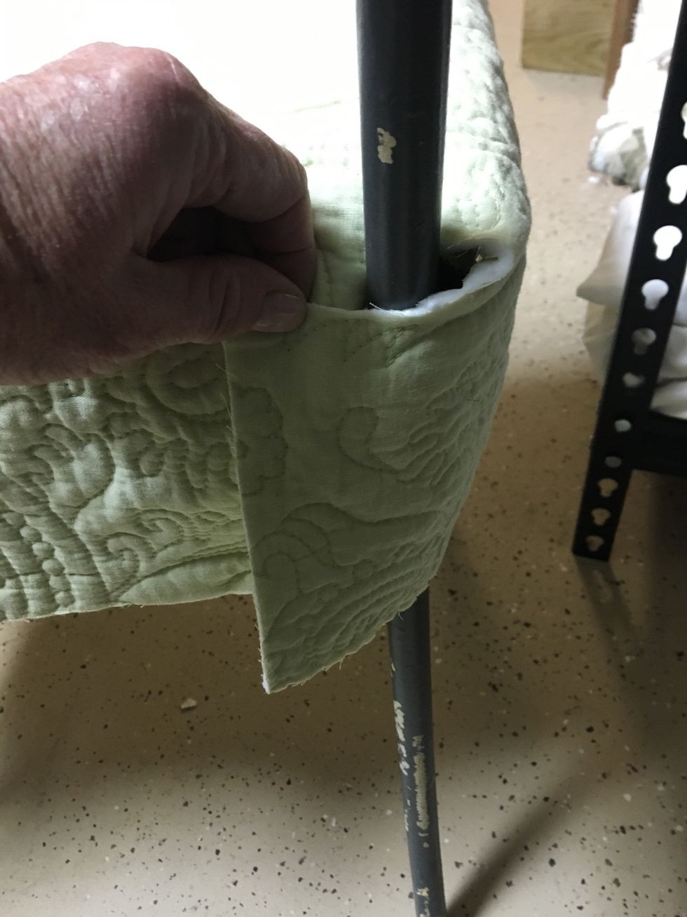 Fit the slip to your chair again.  As you can see the first time I cut the flap it  is about 4" wider than the finished width of the side flap which creates the wrap around.