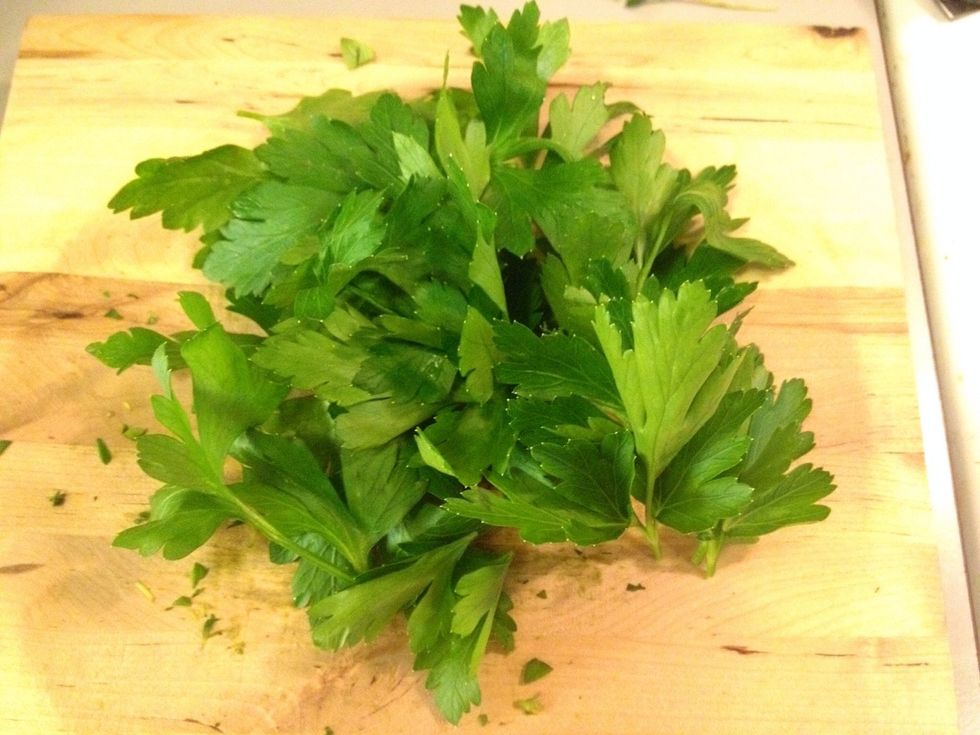 ..flat parsley and basil but rosemary is also lovely in this dish.