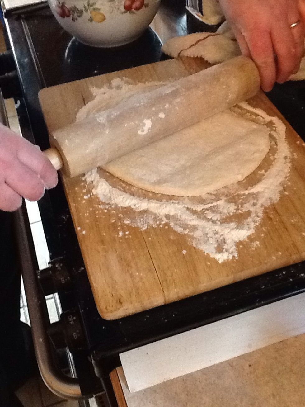 Flatten dough.