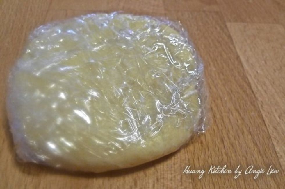 Flatten each half into a round dough. Wrap them in plastic wrap and refrigerate for at least 15 minutes to 30 minutes, or until its firm enough to be rolled.