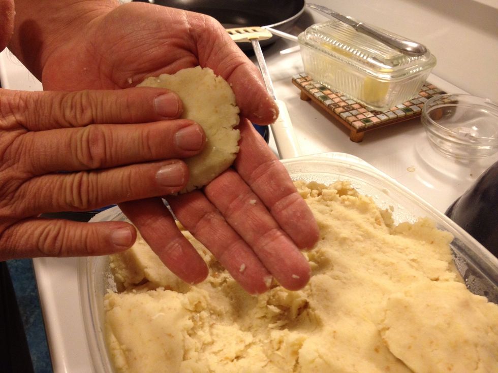 Flatten into about 1/2 inch thick patties.