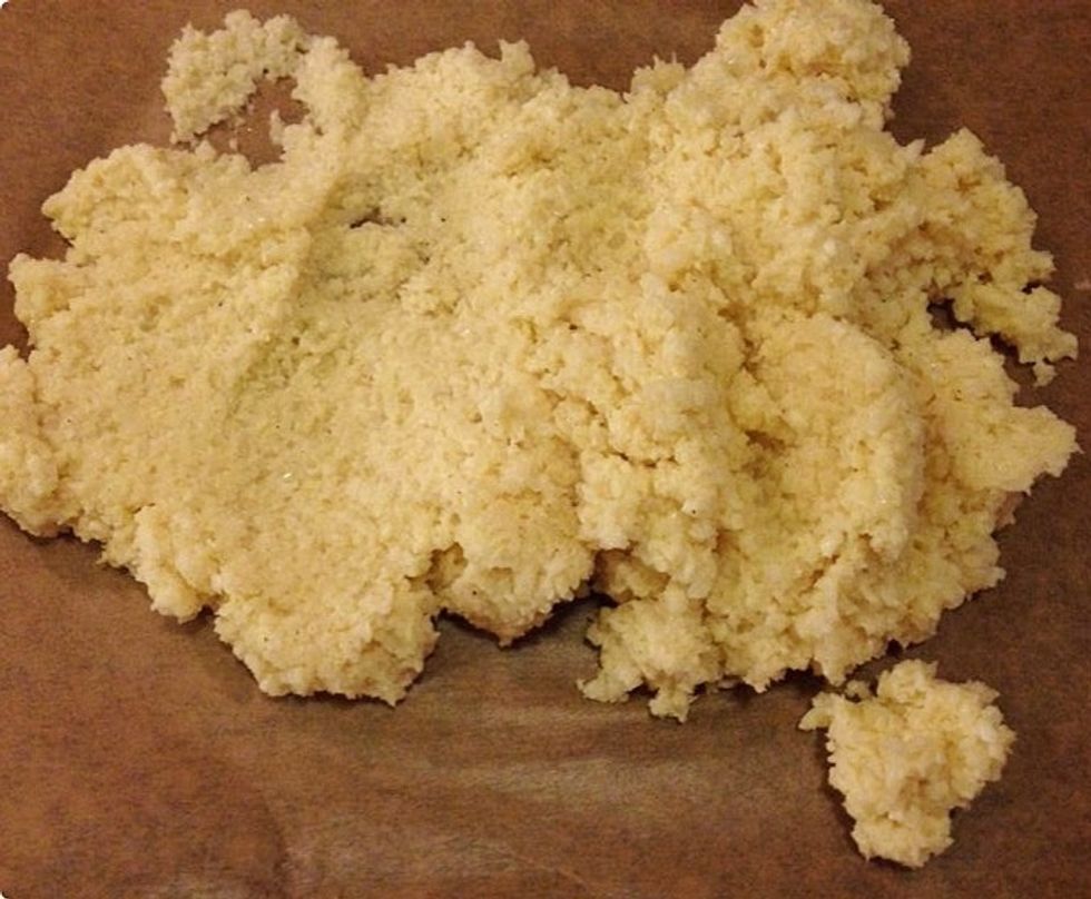 Flatten it out onto parchment paper.