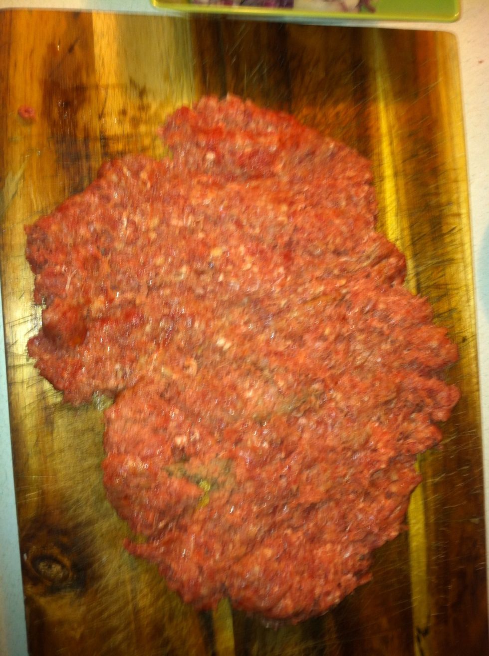 Flatten it out to get it ready for mixing.