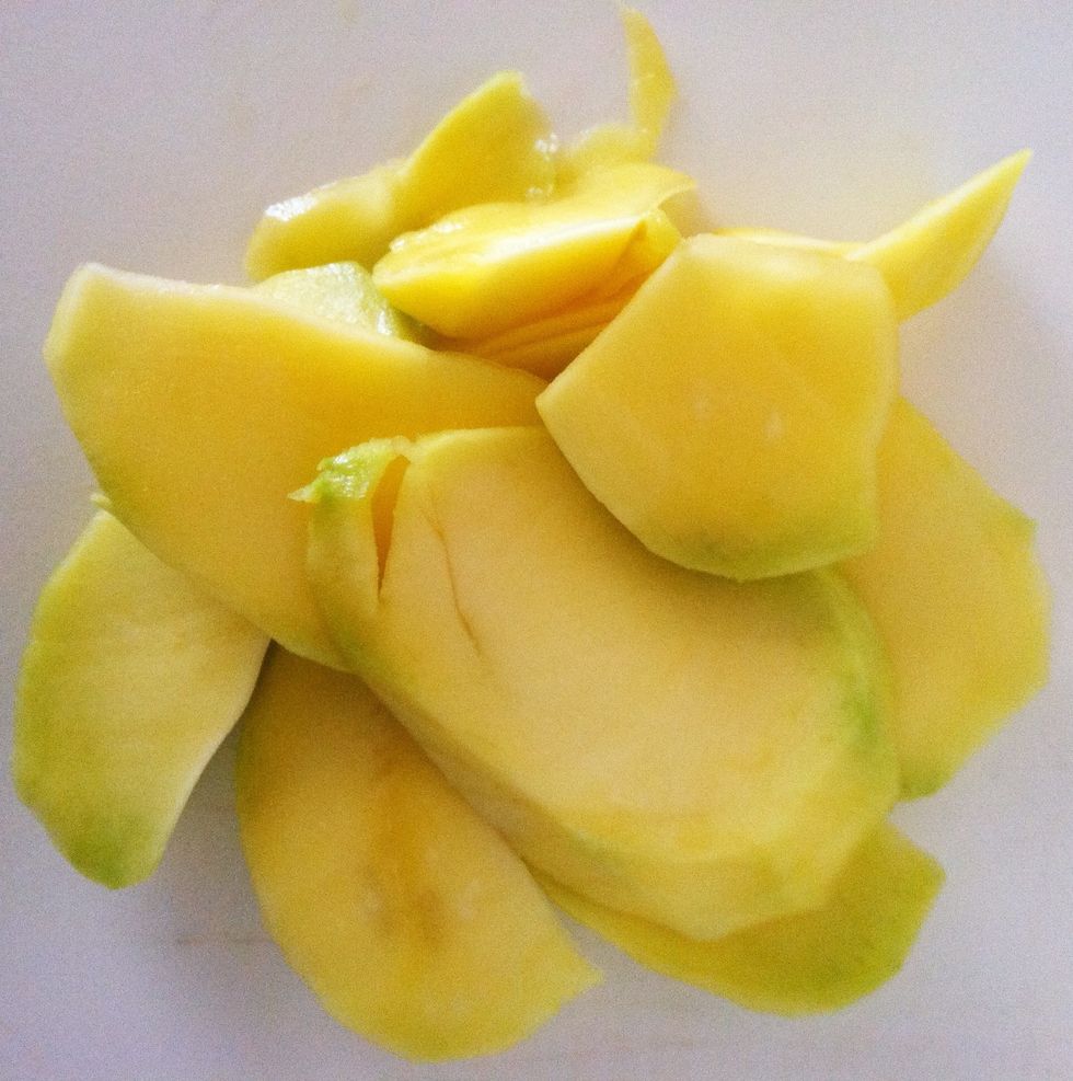 Flesh from one green mango. Thanks for viewing. For awesome napkins, please click on http://goo.gl/wRi61C