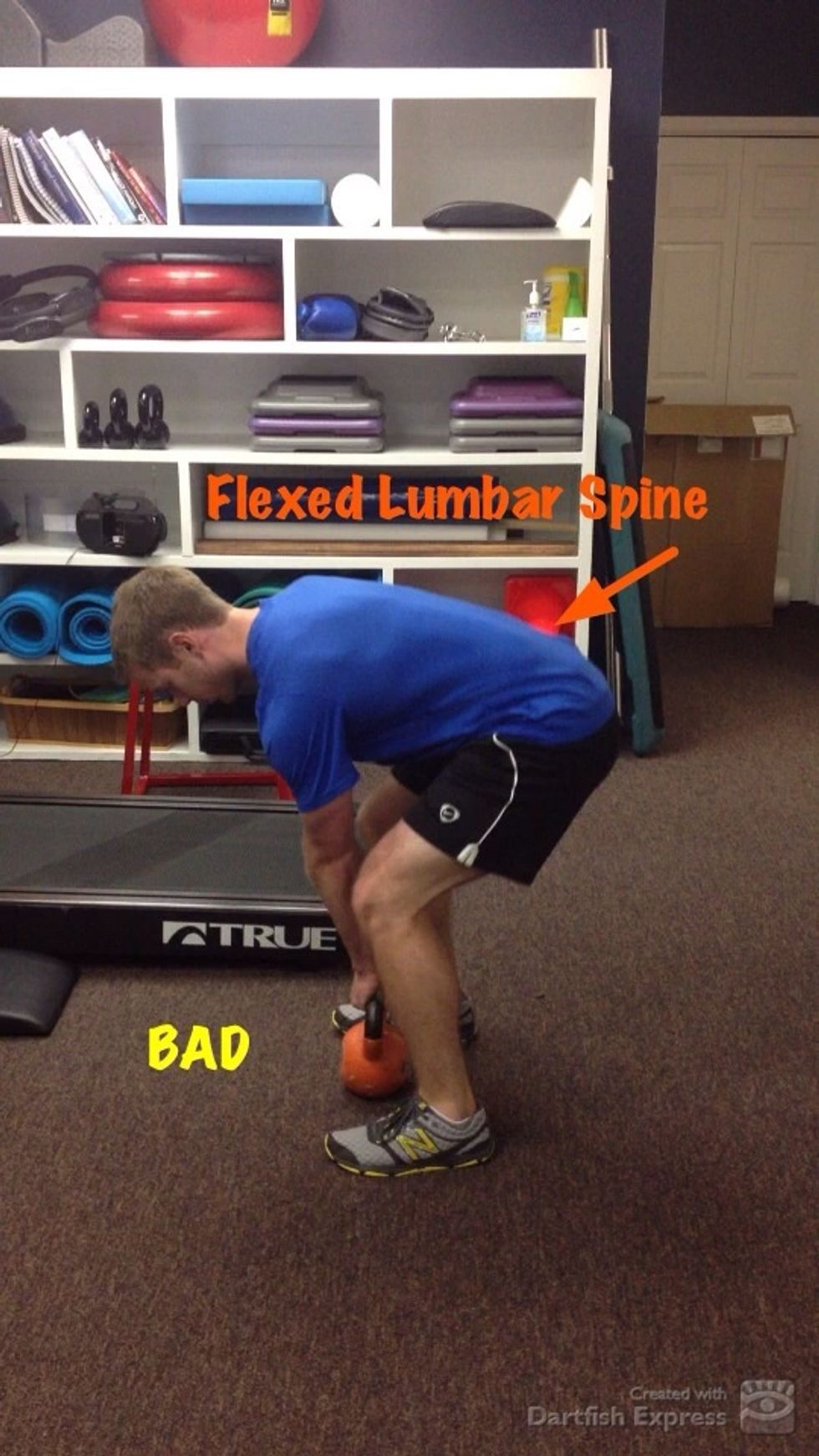 Flexing the lumbar spine during initial pull or subsequent repeated pulls.