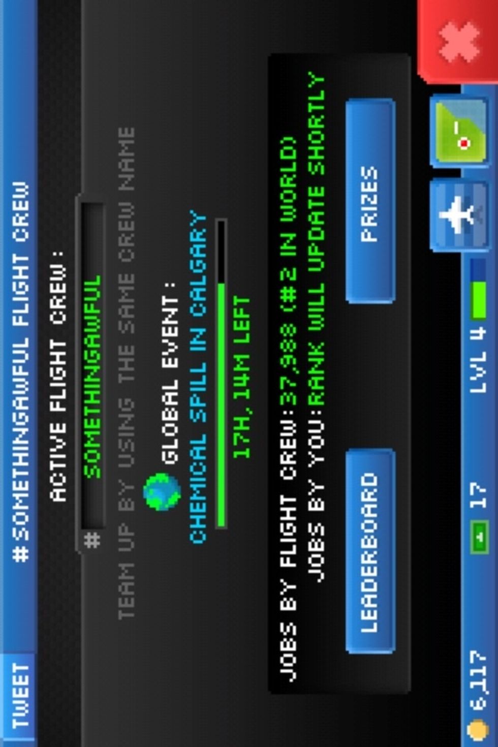 Flight crew lets you get on teams and after global events are over, the winners get Bux as prizes. Hint: type in these words TOUCHARCADE. This team is in first place!