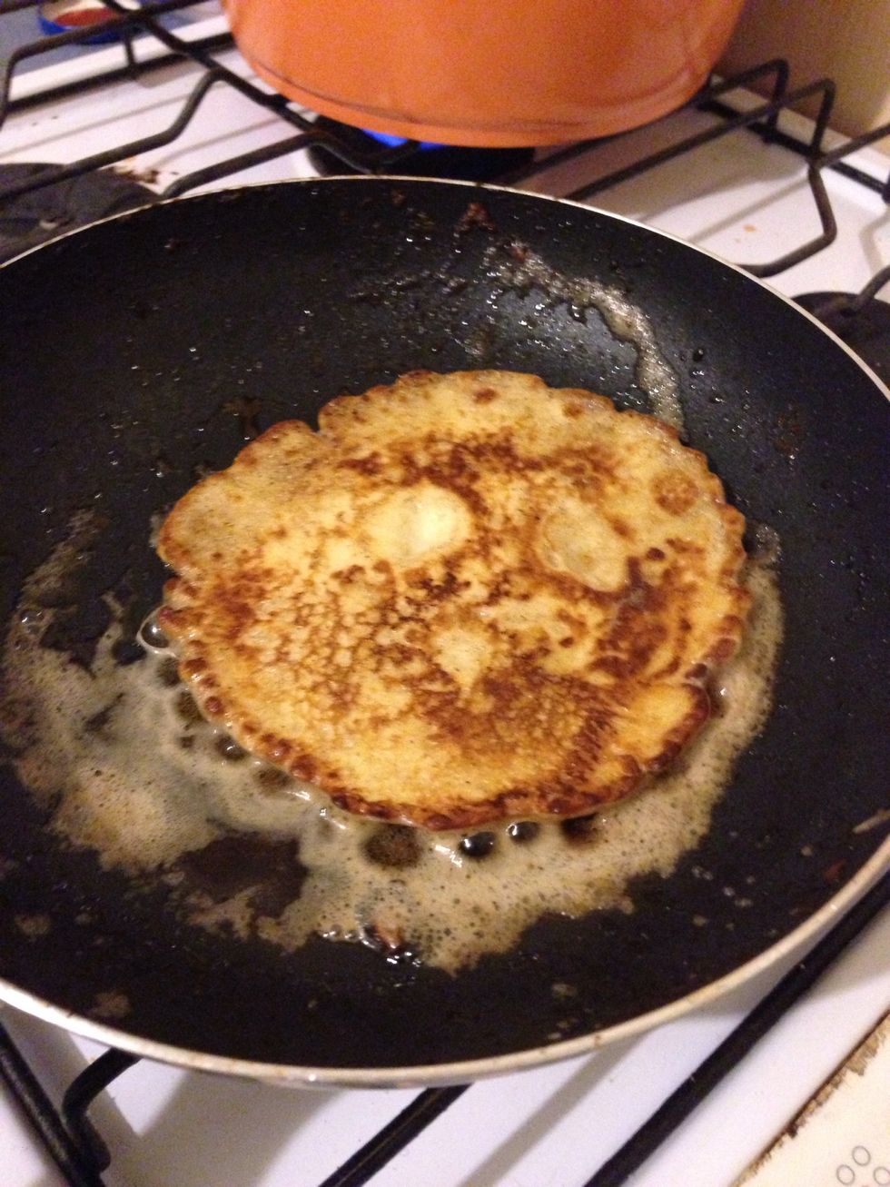 Flip and cook until the other side is browned. Repeat with rest of batter.