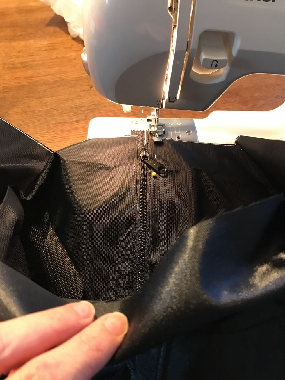 Flip bag inside out, and repeat sewing. This time, you'll line up the left fold with the left side of the zipper foot.