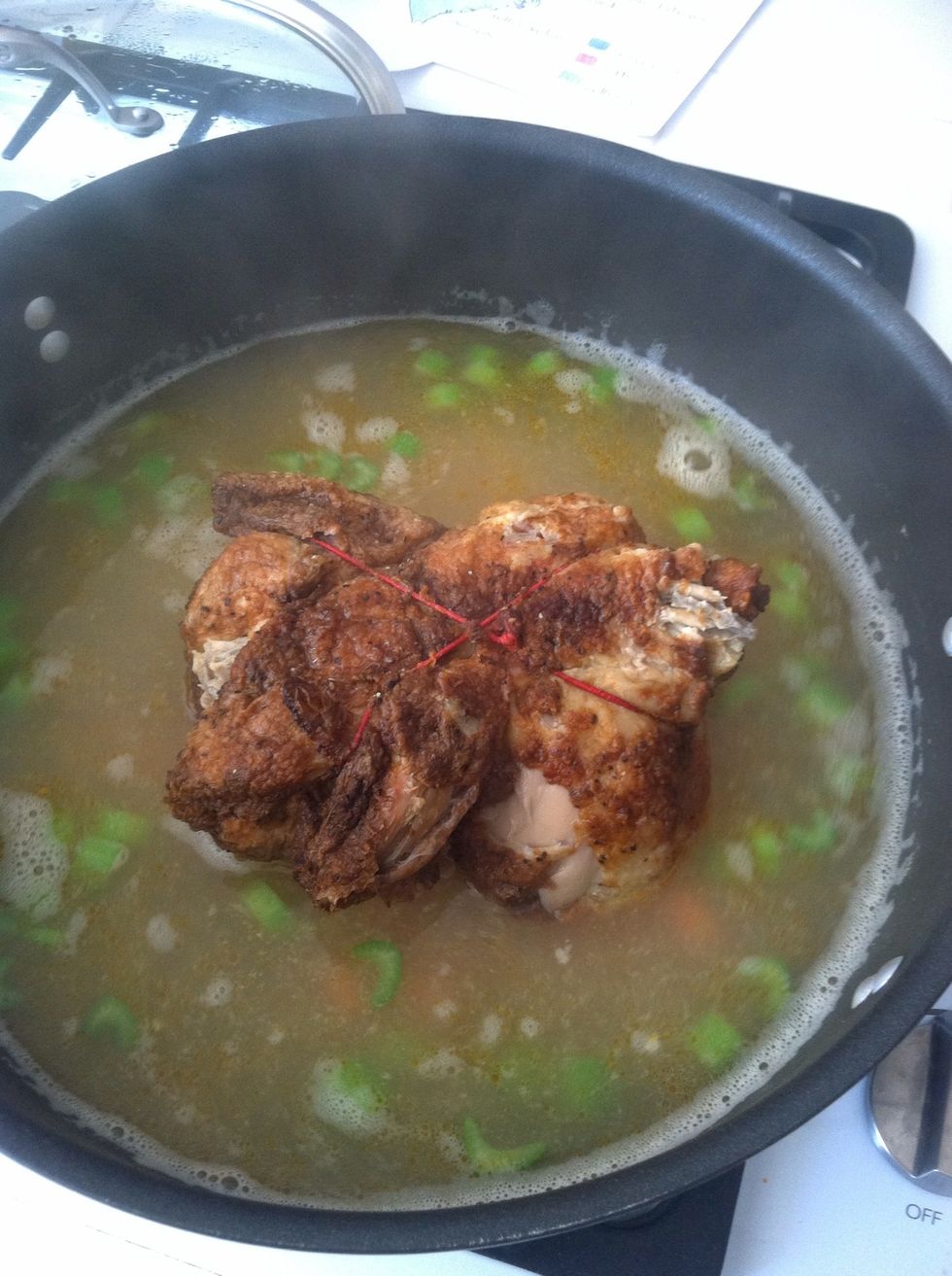 Flip chicken over replace lid.