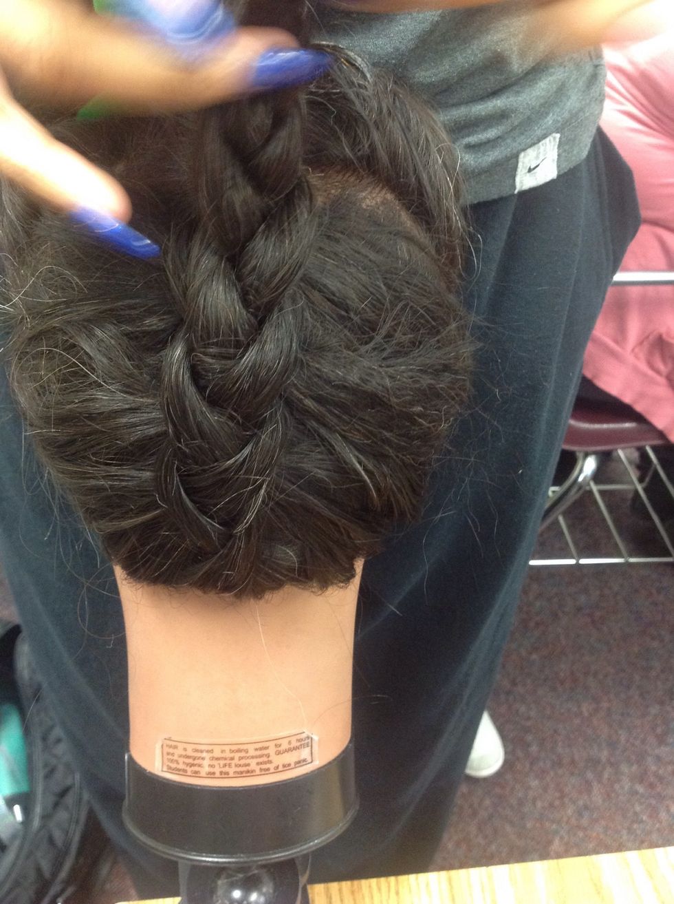 Flip hair over and begin braiding inverted or however makes you comfortable