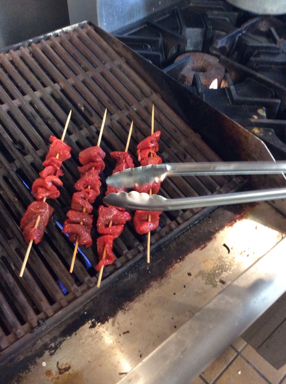 Flip kabobs periodically until cooked thoroughly. Each side will take about 5-6 minutes