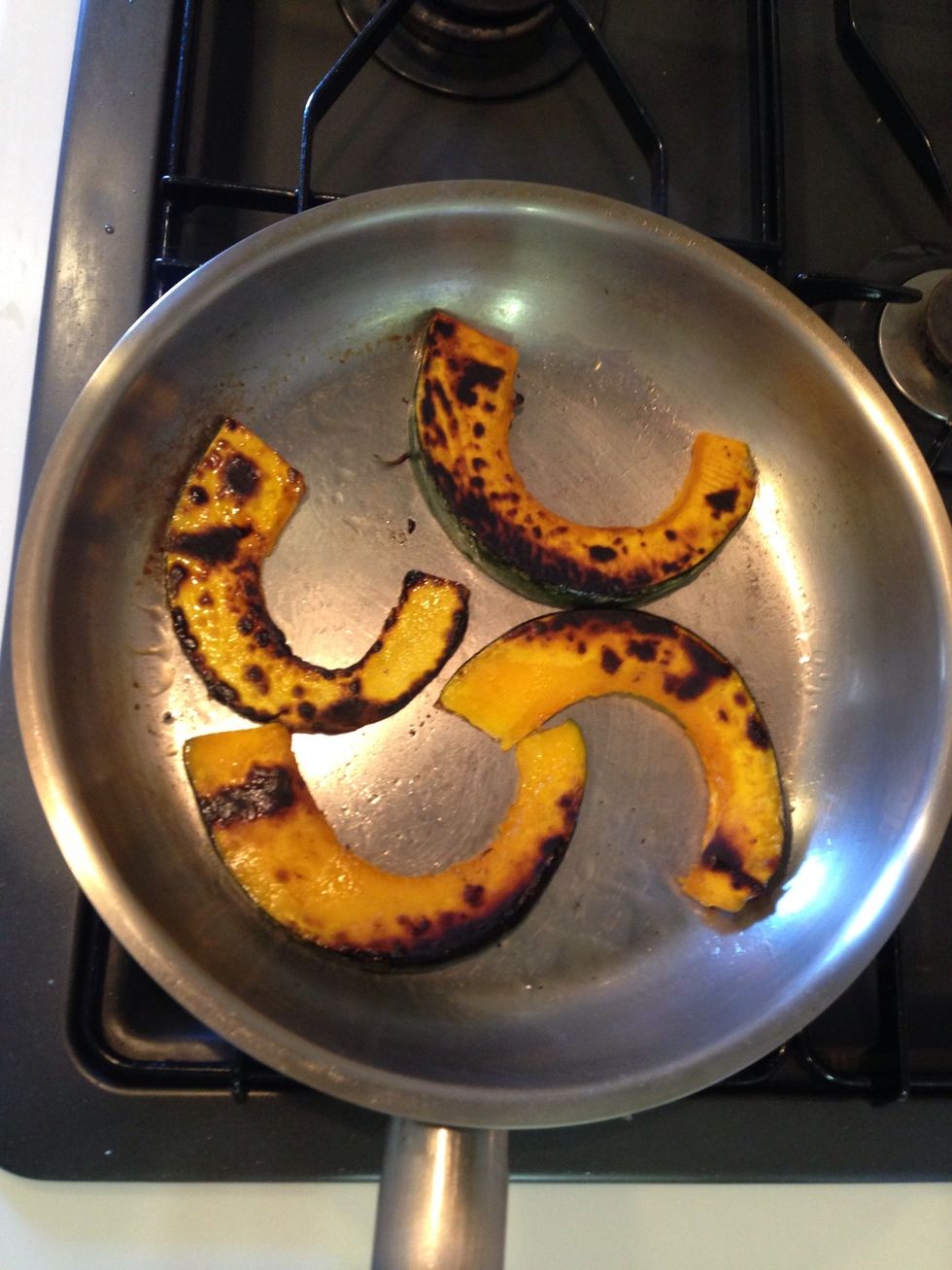 Flip! Mine got a little burned because I was trying to make this guide at the same time. Keep an eye on them, it should be a couple min on each side. You want to make sure it is soft