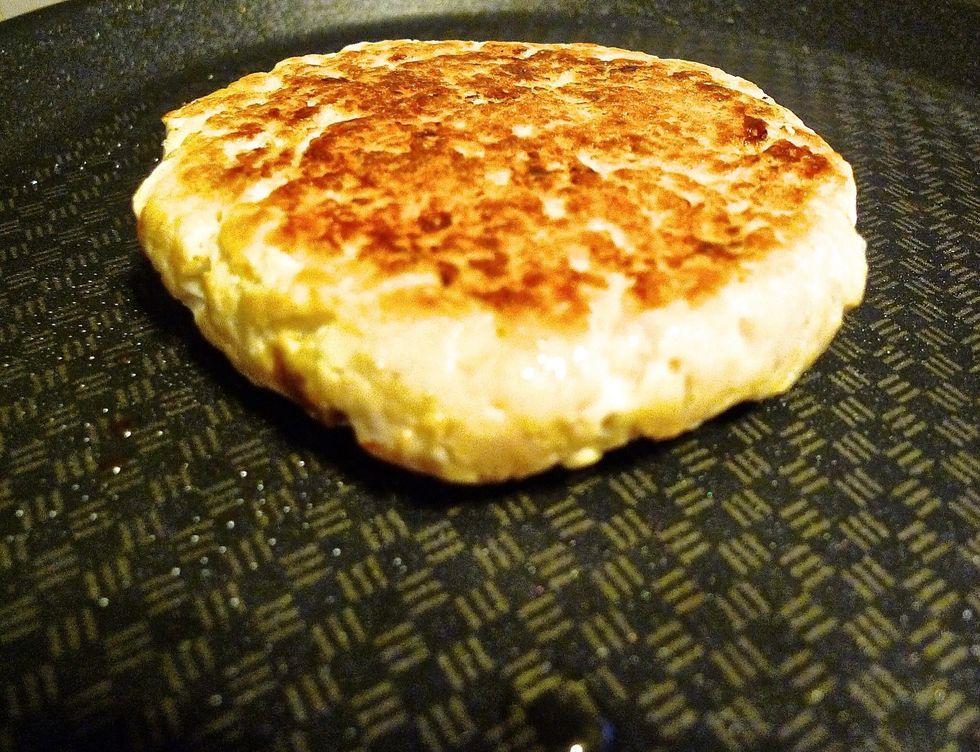Flip once and cook the same way for the other side of the patty for another 5 minutes or until golden brown.